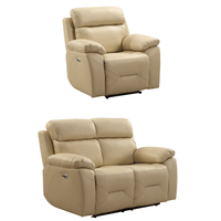 Renato Cream 2+1 sofa set on a white background with smooth fabric upholstery and clean lines
