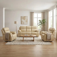 Renato Genuine Leather Cream Electric Power Recliner 3+1+1 Seater Sofa Set - Furniture Instore