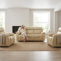 Renato Genuine Leather Cream Electric Power Recliner 3+1+1 Seater Sofa Set - Furniture Instore