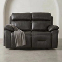Renato Genuine Leather Grey Electric Power Recliner 2 Seater - Furniture Instore