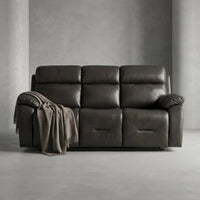 Renato Genuine Leather Grey Electric Power Recliner 3 Seater - Furniture Instore