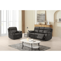 Renato Genuine Leather Grey Electric Power Recliner 3+1 Seater Sofa Set - Furniture Instore