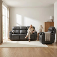 Renato Genuine Leather Grey Electric Power Recliner 3+1 Seater Sofa Set - Furniture Instore