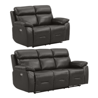 Renato Grey 3+2 sofa combo on white background, grey upholstery, modern and stylish living room furniture set