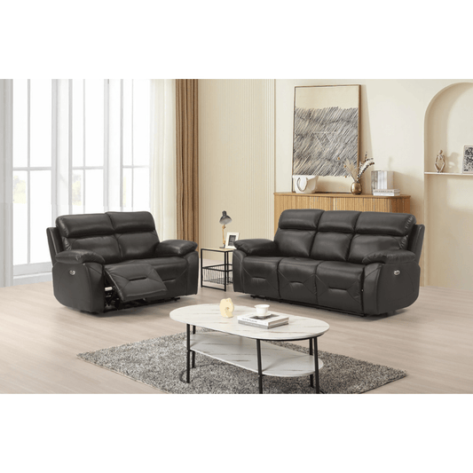 Renato Grey 3+2 sofa combo in a modern roomset, grey upholstery, stylish and comfortable living room furniture set