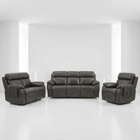 Renato Genuine Leather Grey Electric Power Recliner 3+2+1 Seater Sofa Set - Furniture Instore