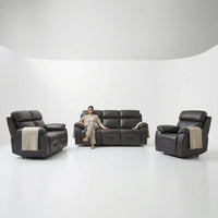 Renato Genuine Leather Grey Electric Power Recliner 3+2+1 Seater Sofa Set - Furniture Instore
