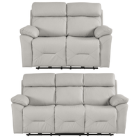 Renato Genuine Leather Light Grey Electric Power Recliner 3+2 Seater Sofa Set - Furniture Instore