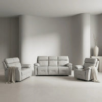 Renato Genuine Leather Light Grey Electric Power Recliner 3+2+1 Seater Sofa Set - Furniture Instore