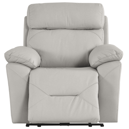 Renato Genuine Leather Light Grey Electric Power Recliner Armchair - Furniture Instore