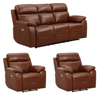 Renato Tan 3+1+1 sofa combo on white background, neutral tones, modern and stylish living room furniture set