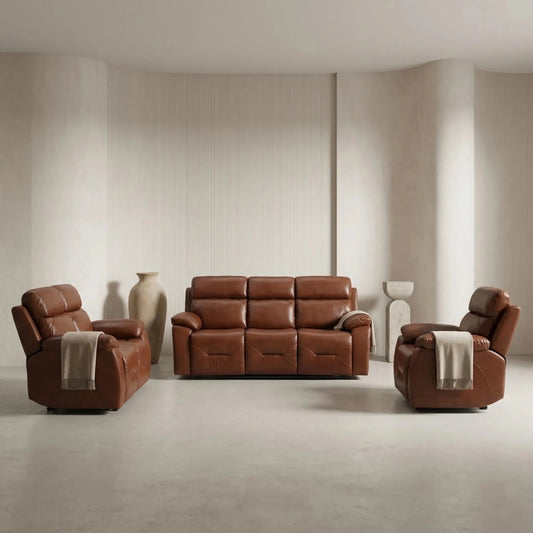 Power recliner sofa tan