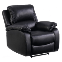 Black leather recliner chair on a white background