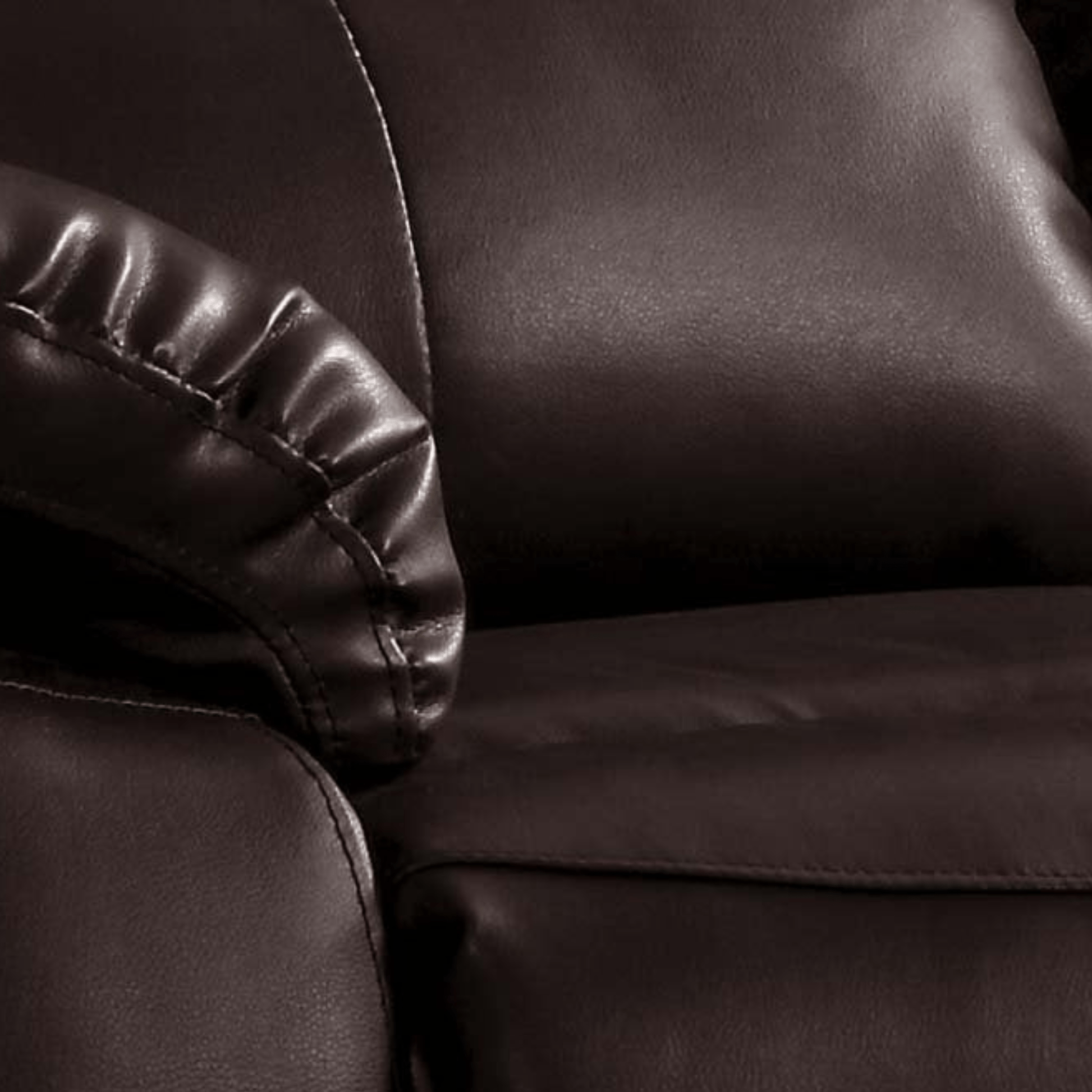 Close-up of a brown leather armchair