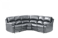 Roma Grey Leather Manual Recliner 5 Seat Corner Sofa - Furniture Instore