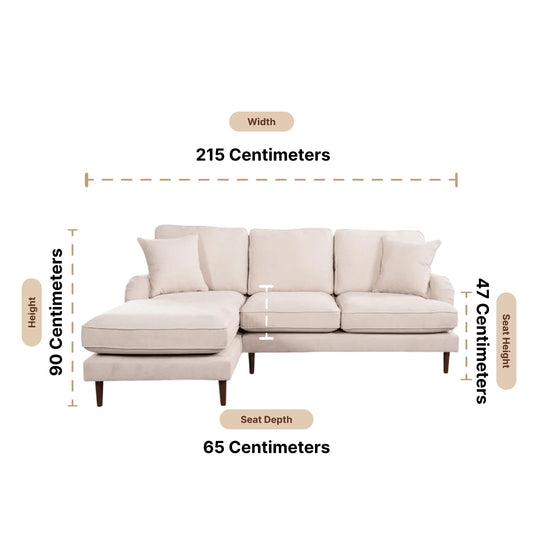 Rupert Beige Fabric Left Hand Corner Sofa - Furniture Instore