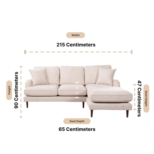 Rupert Beige Fabric Right Hand Corner Sofa - Furniture Instore
