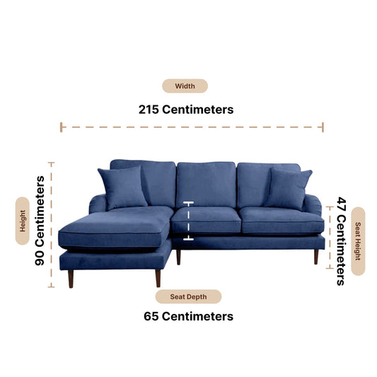 Rupert Navy Fabric Left Hand Corner Sofa - Furniture Instore