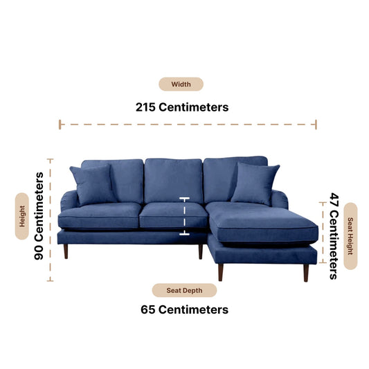 Rupert Navy Fabric Right Hand Corner Sofa - Furniture Instore