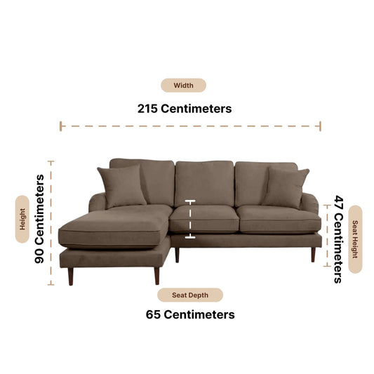 Rupert Nutmeg Fabric Left Hand Corner Sofa - Furniture Instore