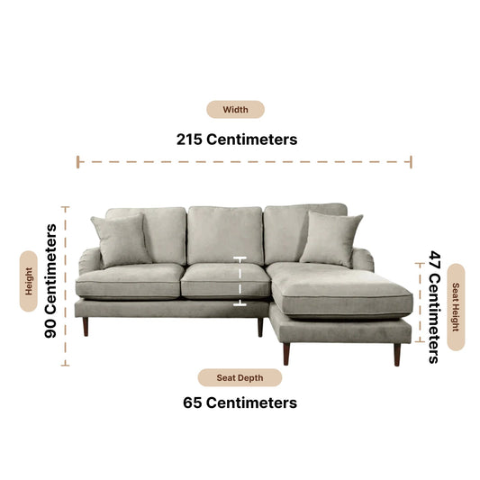 Rupert Silver Fabric Right Hand Corner Sofa - Furniture Instore