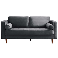 Gray sofa with wooden legs on a white background