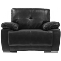 Black leather recliner chair on a white background