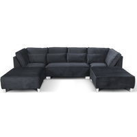 Black sectional sofa on a white background