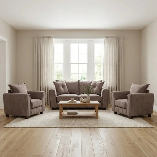 Somerford Chocolate Fabric 2+1+1 Seater Sofa Set - Furniture Instore