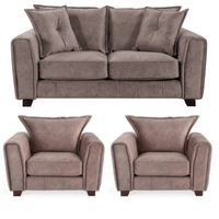 Somerford chocolate 2+1+1 sofa set, front view, modern design on white background.