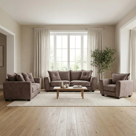 Somerford Chocolate Fabric 3+2+1 Seater Sofa Set - Furniture Instore
