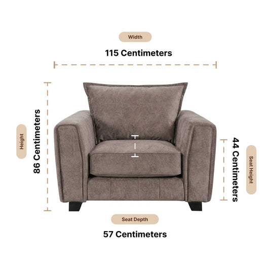 Somerford Fabric Armchair Chocolate Dimensions