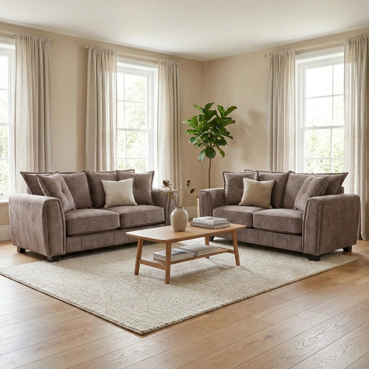 Somerford Fabric Chocolate 2+2 Seater Sofa Set - Furniture Instore
