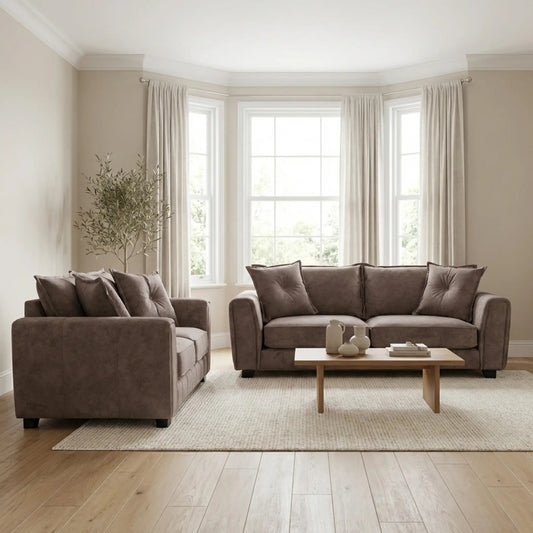 Somerford Fabric Chocolate 3+2 Seater Sofa Set - Furniture Instore