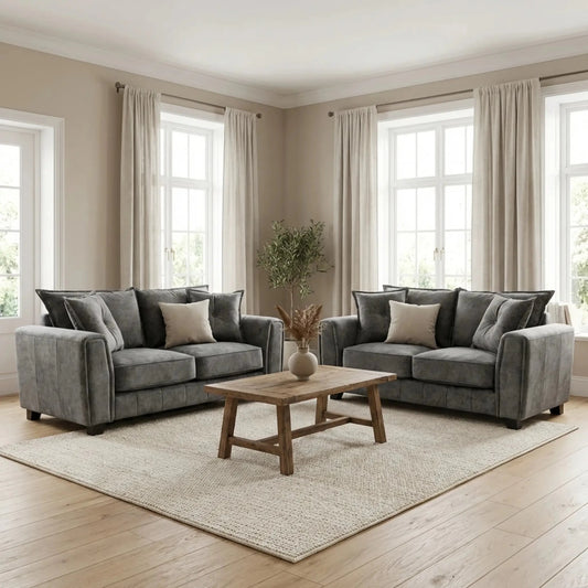 Somerford Grey Fabric 2 +2 Seater Sofa Set - Furniture Instore