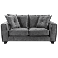 Somerford Grey 2-Seater Sofa front facing on white background, grey fabric couch with soft upholstery and sleek modern design
