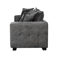 Somerford Grey 3-Seater Sofa side facing on white background, grey fabric couch with soft upholstery and sleek design