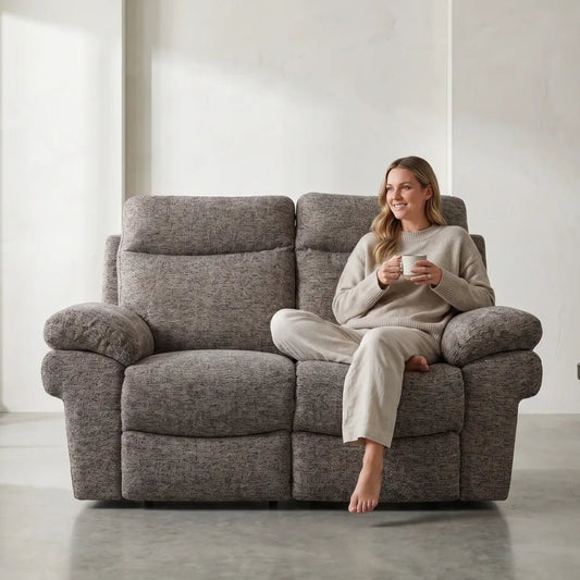 Tanya Brown Fabric Electric Recliner 2 Seater Sofa - Furniture Instore