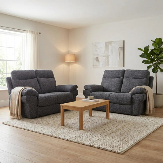 Tanya Grey Fabric Electric Recliner 2+2 Seater Sofa Set - Furniture Instore