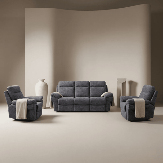 Tanya Grey Fabric Electric Recliner 3+1+1 Seater Sofa Set - Furniture Instore