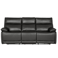 Black leather sofa on a white background
