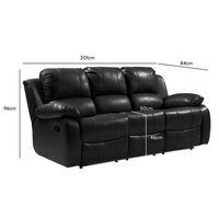Valencia Black Leather 3 Seater Manual Recliner Sofa - Furniture Instore
