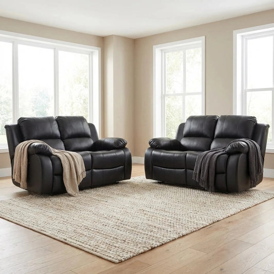 Valencia Black Leather Electric Recliner 2+2 Seater Sofa - Furniture Instore