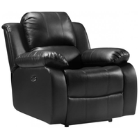 Black leather recliner chair on a white background