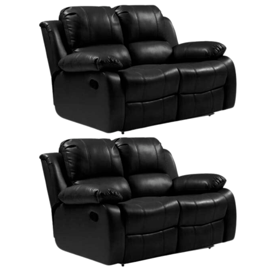 Valencia Black Leather Manual Recliner 2+2 Seater Sofa Set - Furniture Instore