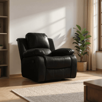 Valencia Black Leather Manual Recliner 3+2+1 Seater Sofa Set - Furniture Instore