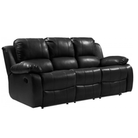 Valencia Black Leather Manual Recliner 3+3 Seater Sofa Set - Furniture Instore