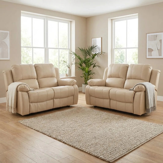 Valencia Cream Leather Electric Recliner 2+2 Sofa Set - Furniture Instore