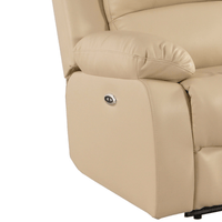 Beige recliner chair with control panel on a white background