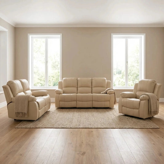 Valencia Cream Leather Electric Recliner 3+2+1 Sofa Set - Furniture Instore